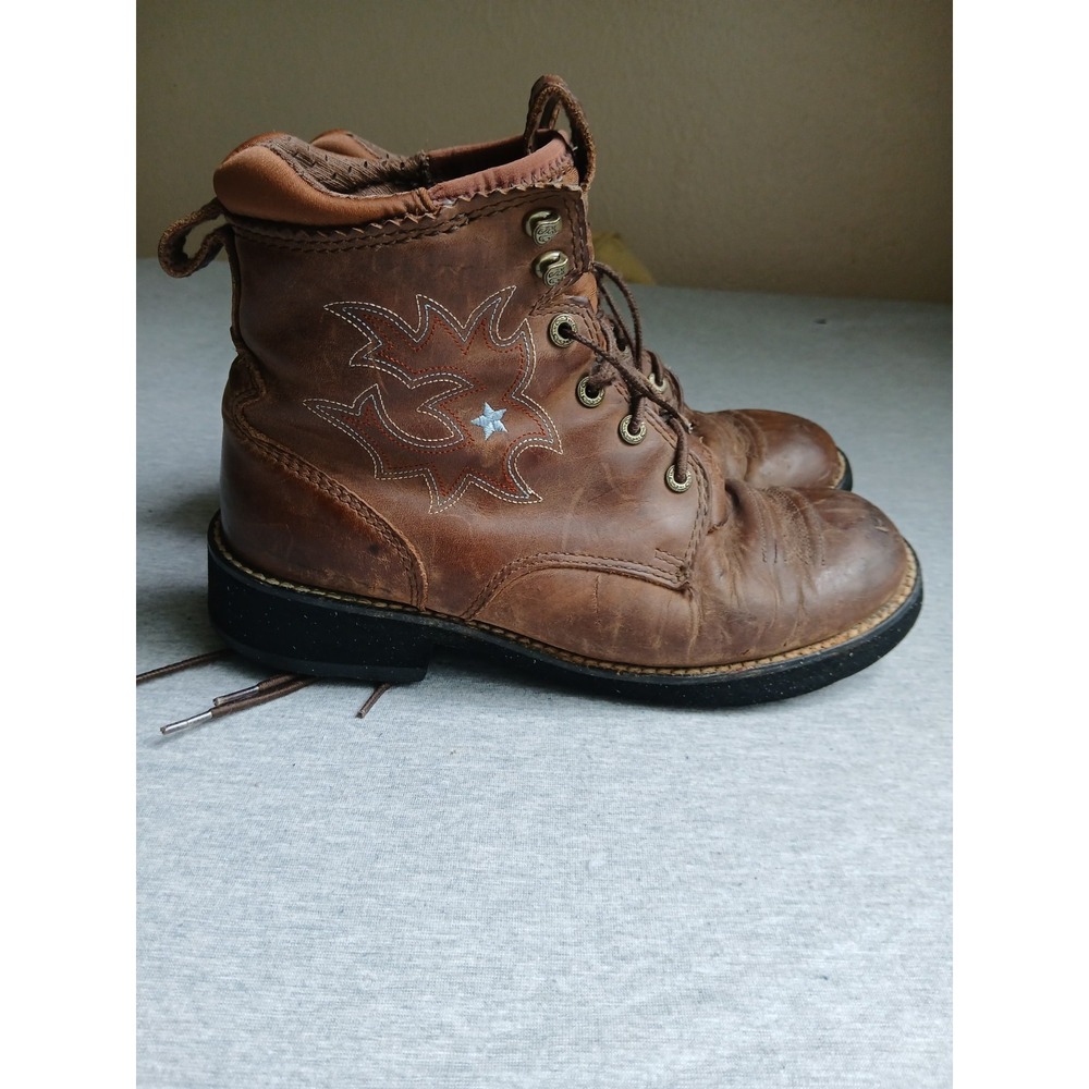 Ariat Boots Womens 8.5 B Floral Ankle Lace Up Combat Distressed Western Cowboy